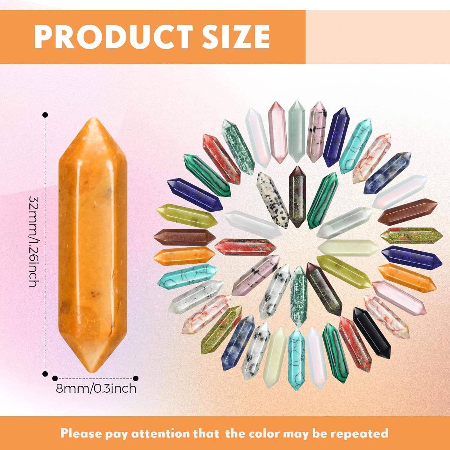 12 Pcs Crystal Hexagonal Wand Stones Bulk Worry Stones Healing Bullet Crystals Stones Sets Witch Hexagonal Bullet Shaped Gemston