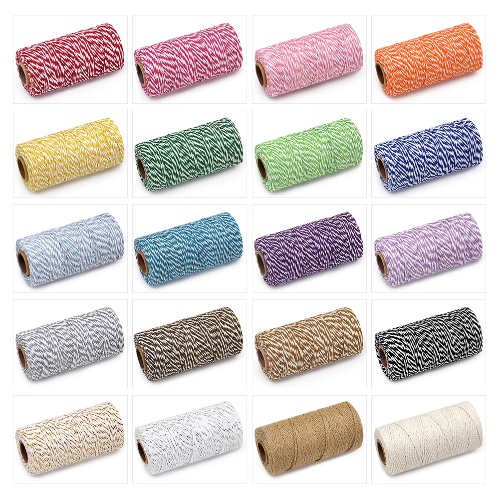 100M/Roll Cotton Cord Baker Twine Colorful Cotton Crafts Twine Macrame Cord String DIY Home Textile Gift Wrapping Wedding Decor