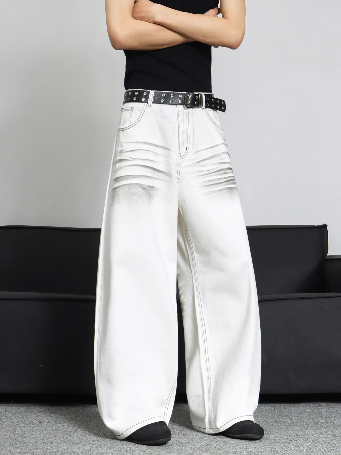 Men's Y2K Jeans, Minimalist Vintage Baggy Wide Denim Pants For Men, Versatile Loose-Fitting Trousers, Suitable For All Seasons