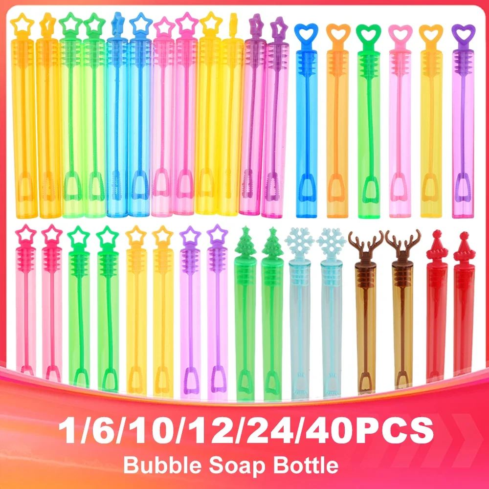 Botella de jabón de burbujas de colores, tubo de varita de corazón de amor de estrella, botella de jabón de burbujas, regalos de boda, decoración de fiesta de cumpleaños, juguete para bebé y niño, 1-40 Uds.