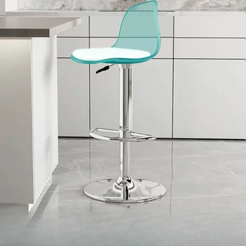 Silla De Bar De diseño giratorio, silla De cocina moderna De acrílico transparente, muebles De Bar De Metal De isla nórdica HD50BY