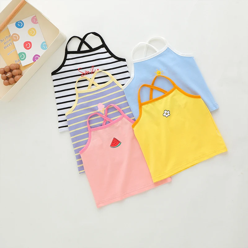 Kids Summer Clothes Baby Girls Cartoon Cute Tank Top Children Korean Casual Vest Sweet Lovely T-shirt 2024 Little Girl\'s Costume