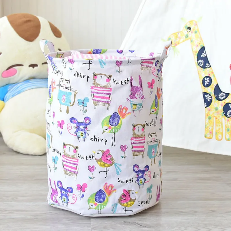 

Cute Cartoon Storage Basket Folding Large Clothes Pants Toy Storage Bucket Waterproof Home Laundry Basket Bathroom Bedroom Neat