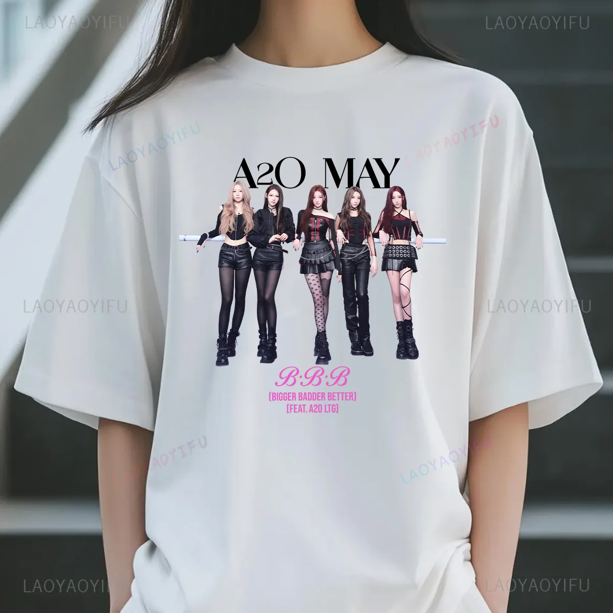 تي شيرت نسائي Kpop A2O مايو مطبوع تي شيرت قطني جرافيك بنمط BBB تي شيرت محب ملابس الشارع الشهير Ropa Hombre Mujer بأكمام قصيرة #1