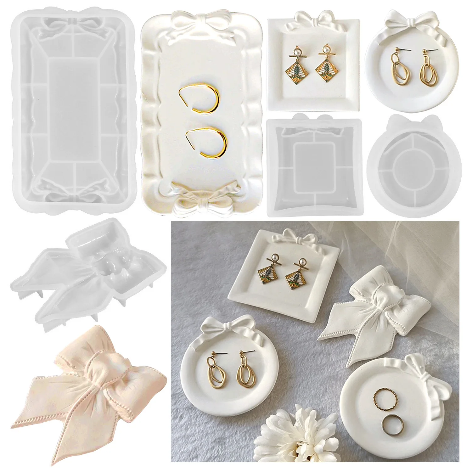 ถาดรองแก้วทรงกลมทำจากซิลิโคนทำจากอิพ็อกซี่แม่พิมพ์เรซินโชว์เครื่องประดับ