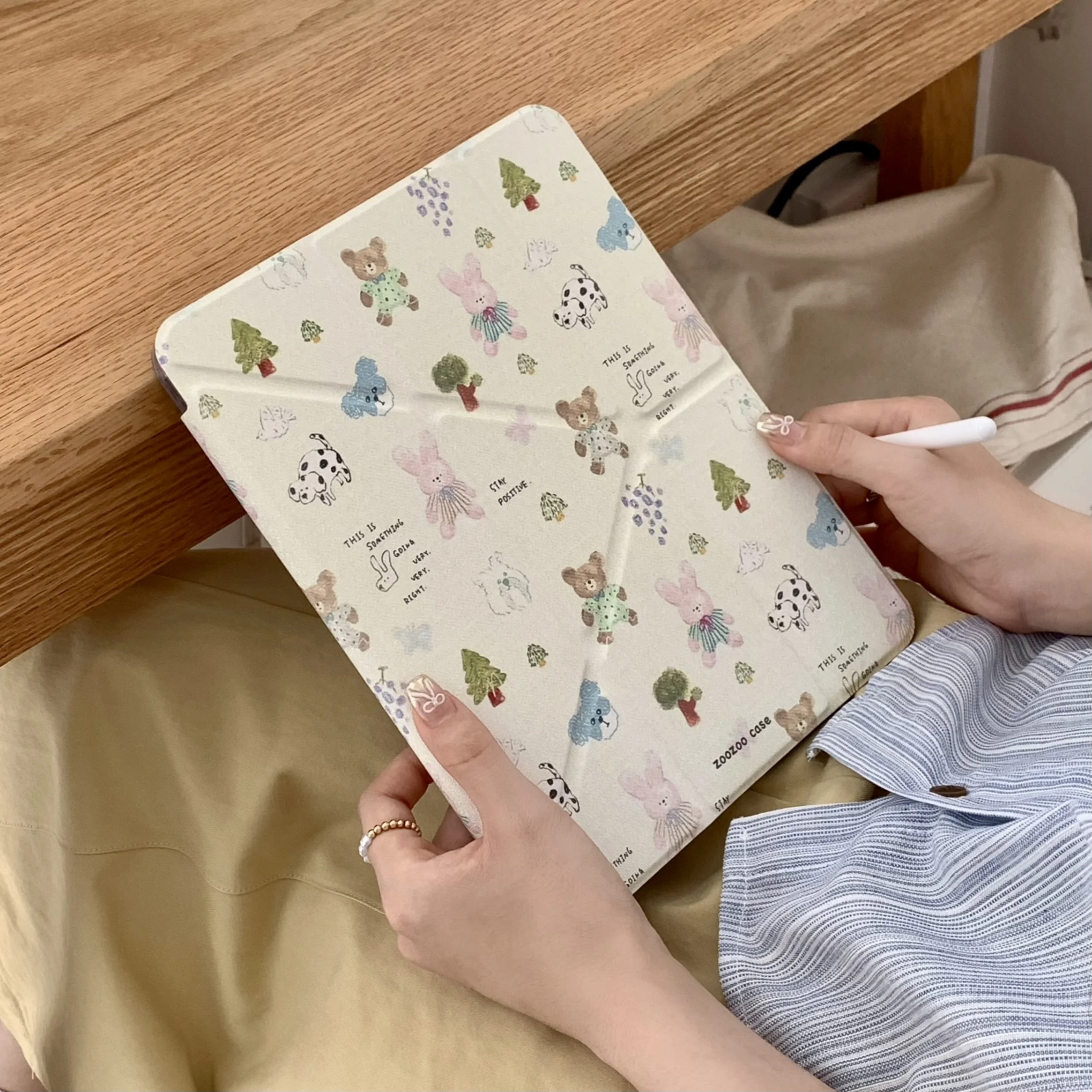 Capa de coelho fofa para apple ipad air 2024 13 polegadas pro 12.9 polegadas air 5/4 10.9 capa dobrável com suporte 10.2 ''10.5 11 polegadas 2022