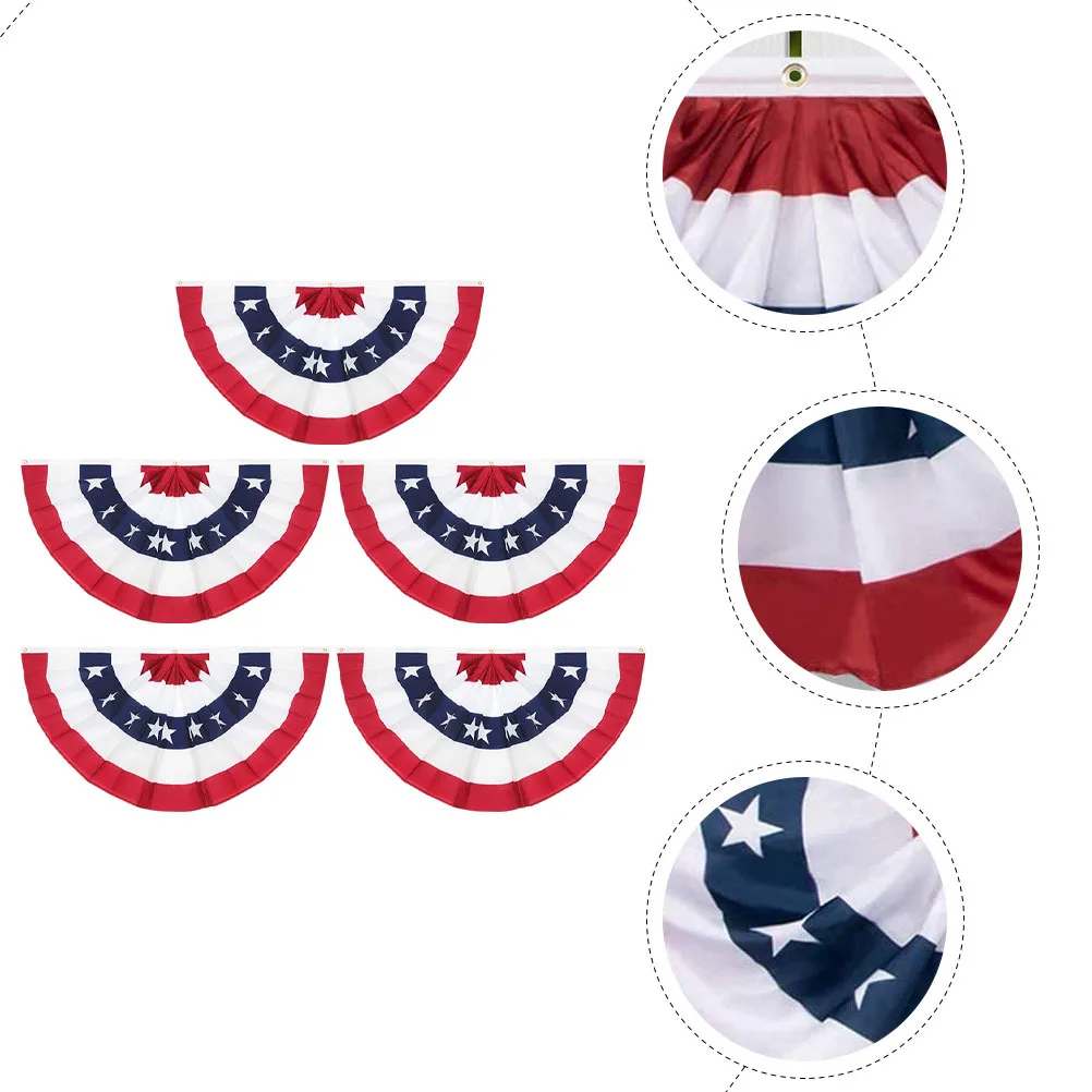 5Pcs Pleated Fan Flag Usa Patriotic Bunting Banner American Festival Party Decoration Hanging Flag Decor Bunting Flags - Image 2
