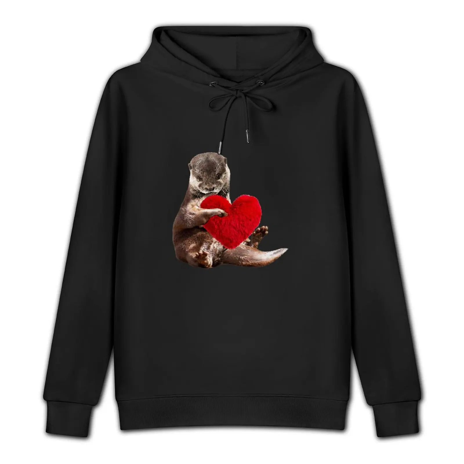 Otter and love, sweet red heart Pullover Hoodie men's sweat-shirt mens clothing autumn new products big size hoodie