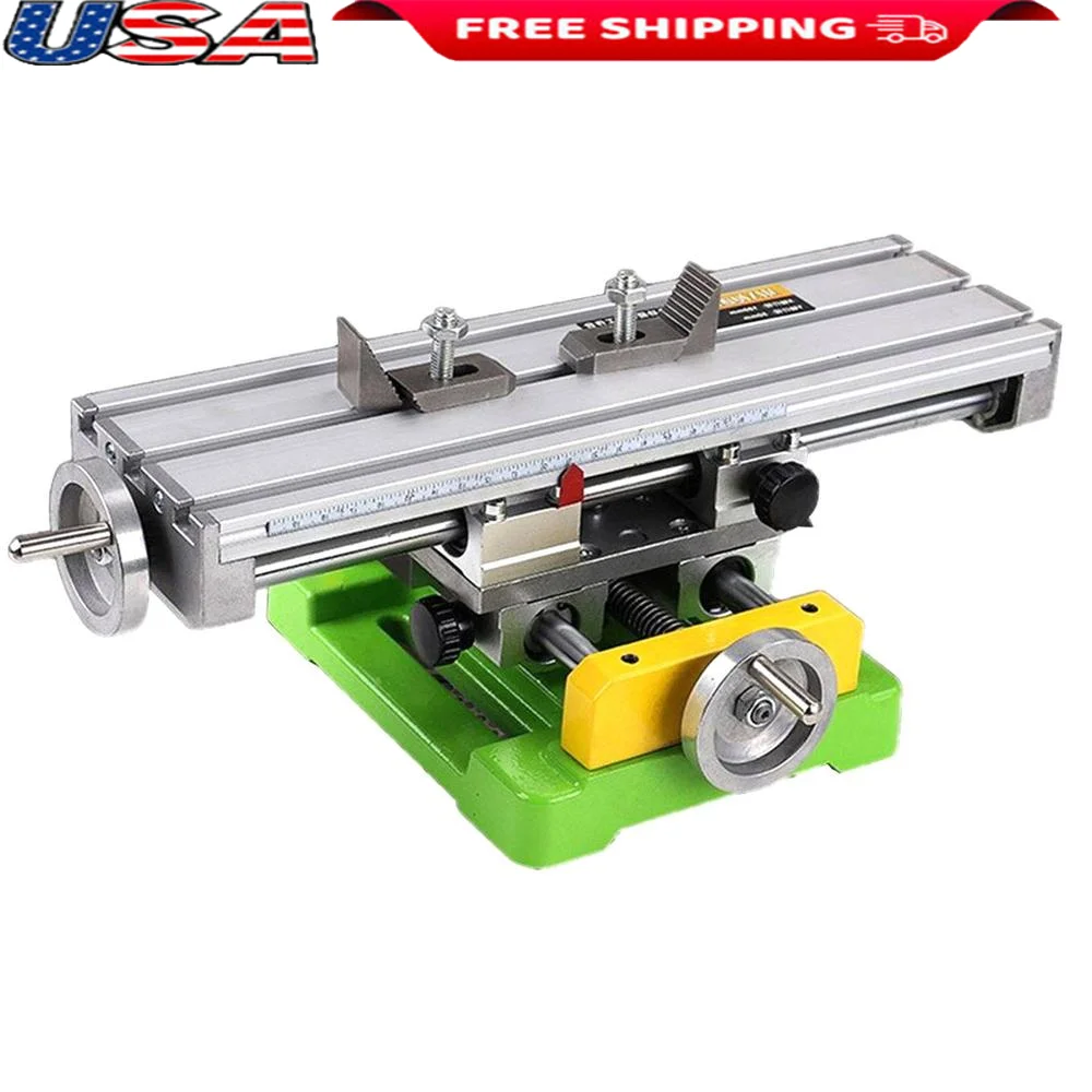 Fresatrice da tavolo scorrevole a croce regolabile Foratura composita Asse XY 350mm Piano di lavoro Trapano da banco di precisione Lega di alluminio