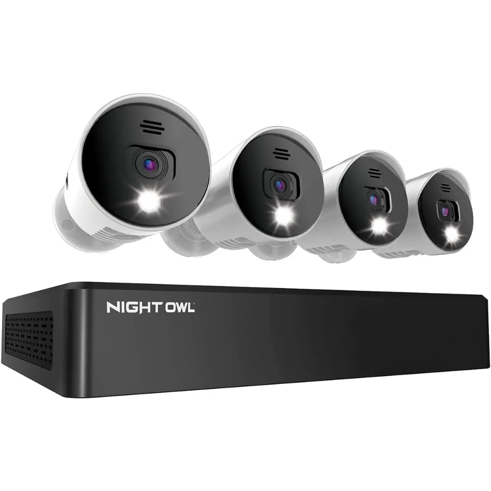 Llc 8 Channel Bluetooth Video Home Security Camera System with (4) Wired 4K UHD Indoor/Outdoor Spotlight Cameras Audio