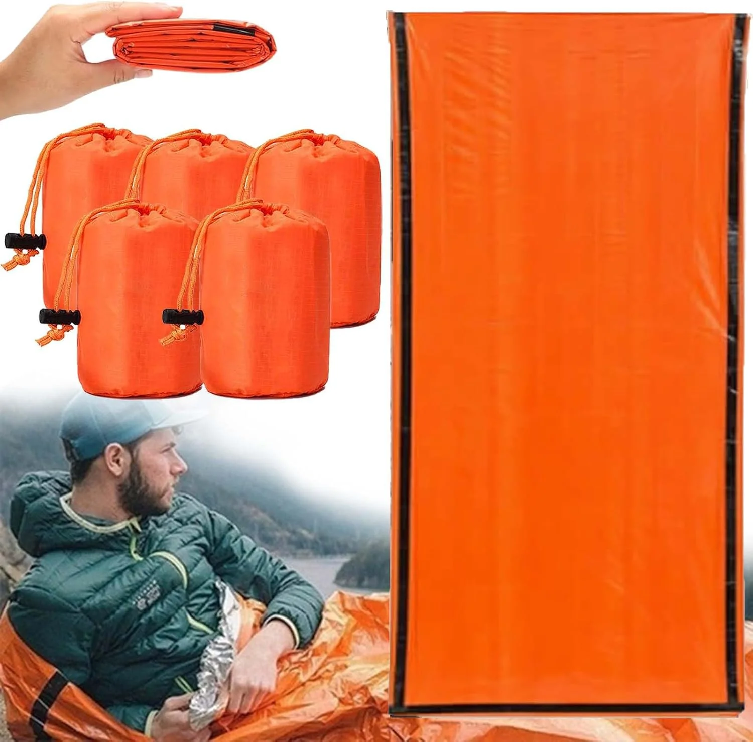 1/4 Emergency Portable Sleeping Bag Survival Gear Moisture-proof blanket Waterproof Lightweight Suitable for camping outdoor