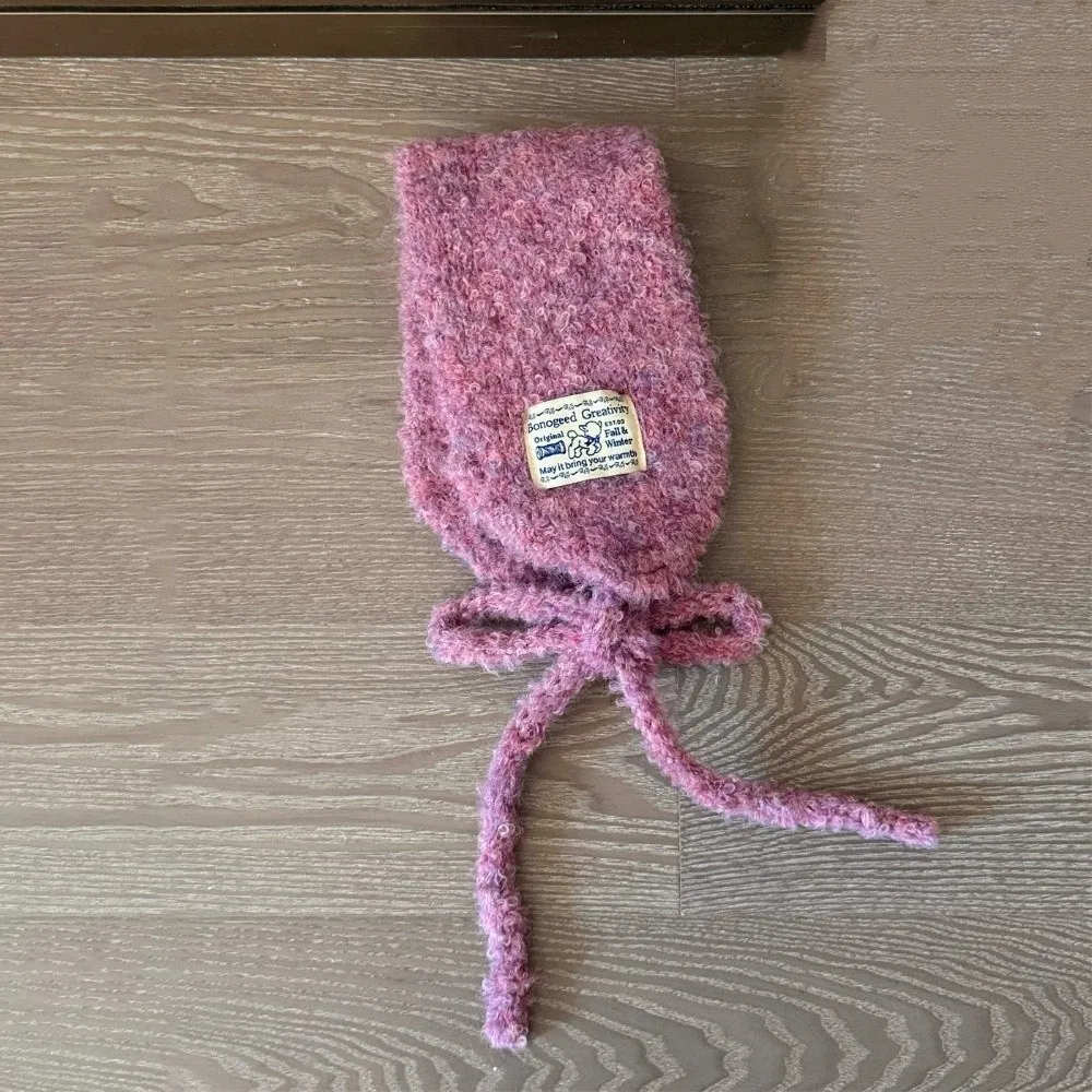 

Шерстяные наушники в корейском стиле с ремешками, однотонные ветрозащитные вязаные чехлы для ушей, защита ушей, утепленные теплые наушники, повседневная одежда