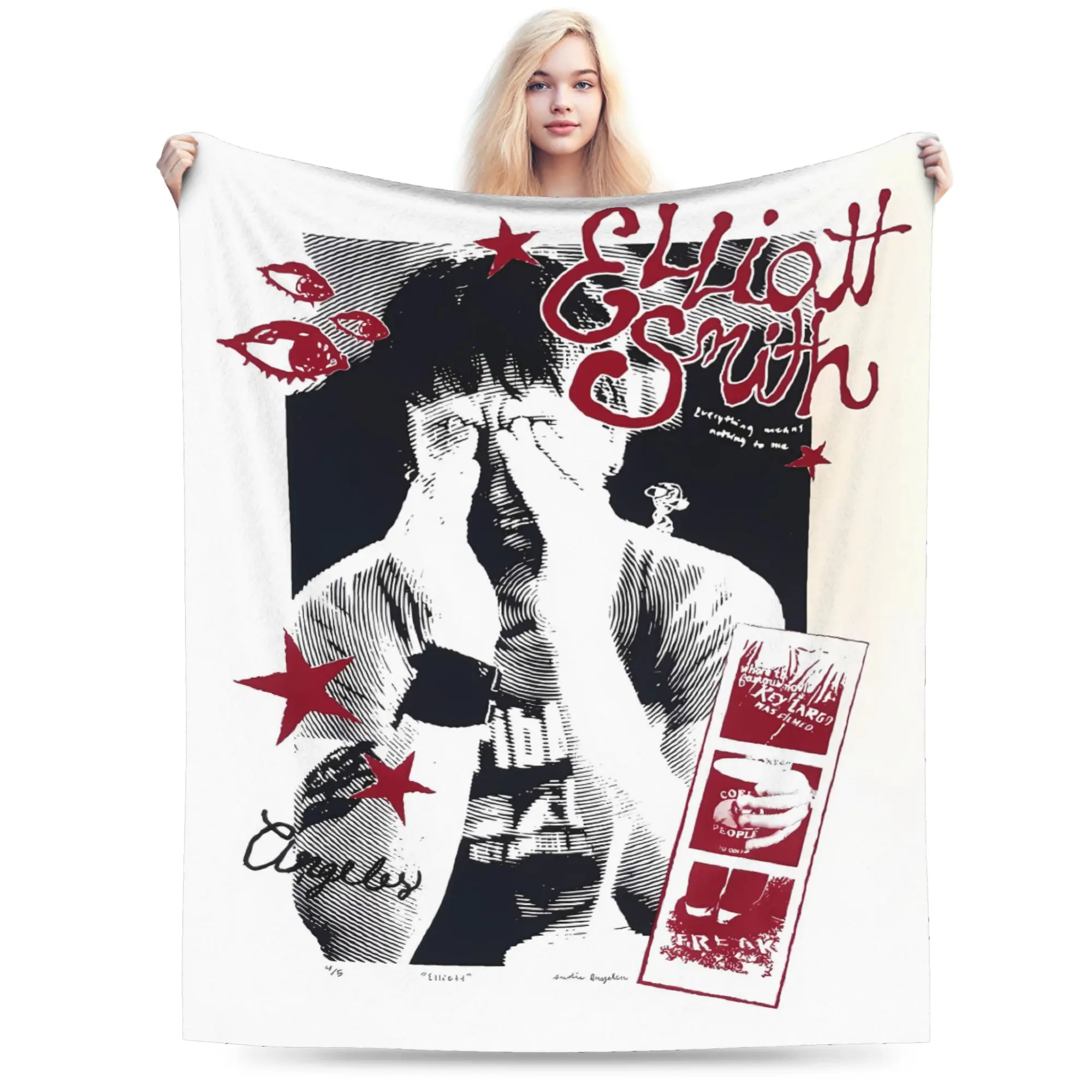 Elliott Smith Super Warm Blanket Singer Girls Boys Plush Throw Blanket Novelty Outdoor Flannel Bedspread Sofa Bed Cover
