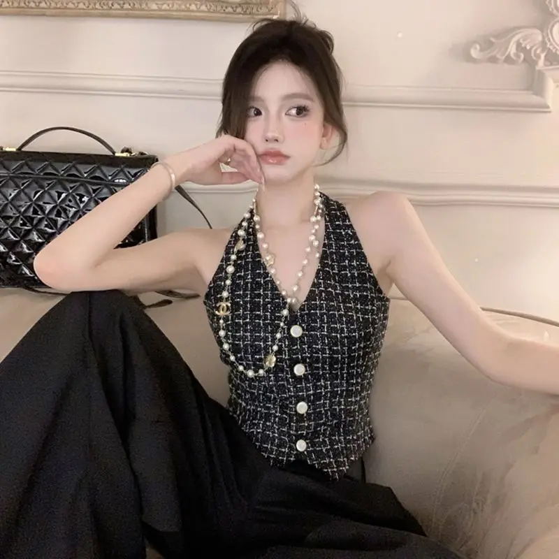 Top Versátil em V para Mulheres, Moda de Verão, Colete com Alças, Tecido de Qualidade