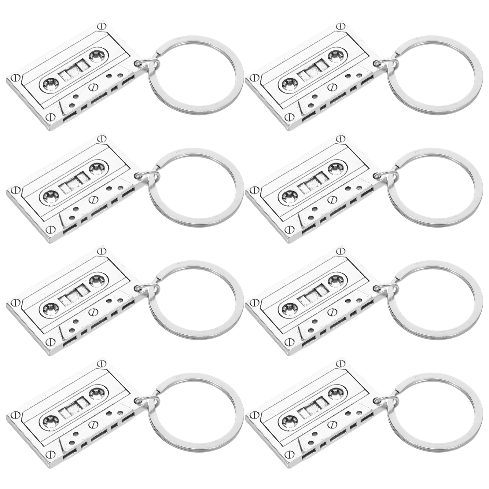 

8 Pcs Retro Tape Keychain Charm Bracelet Making Dangle Pendant Bead Tapes Cassette Crafting Charms Alloy Choker DIY Jewelry