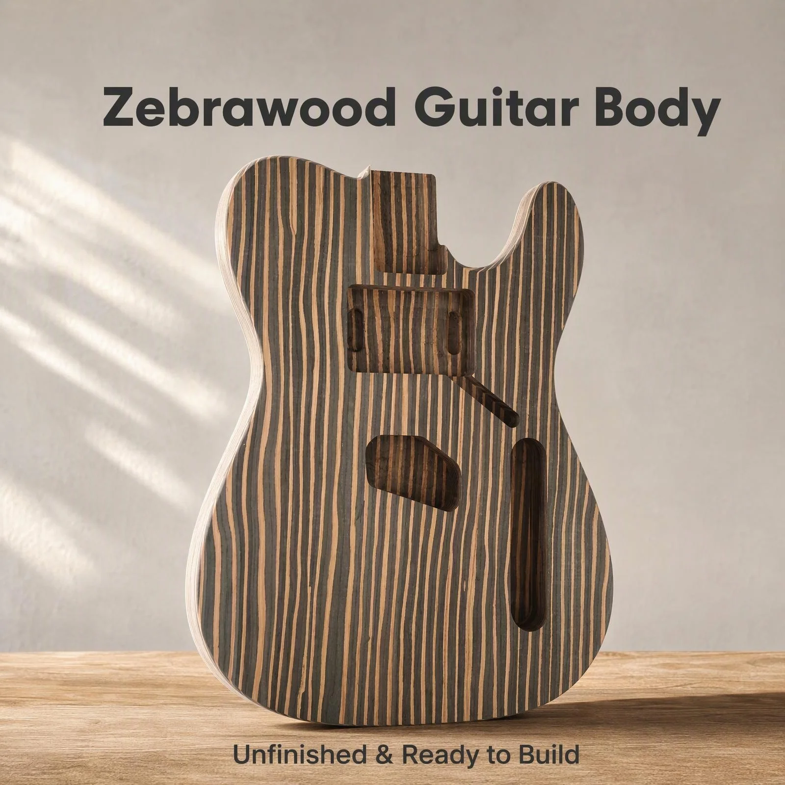 Zebra wood TL type electric guitar body, high-end material, dual color striped sandwich compression, DIY electric guitar