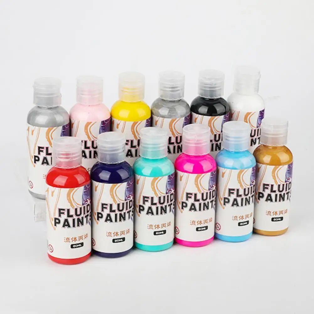 60ml Useful Fluid Vinyl Paint Quick Drying Portable Fluid Acrylic Paint Daily Use Acrylic Paint