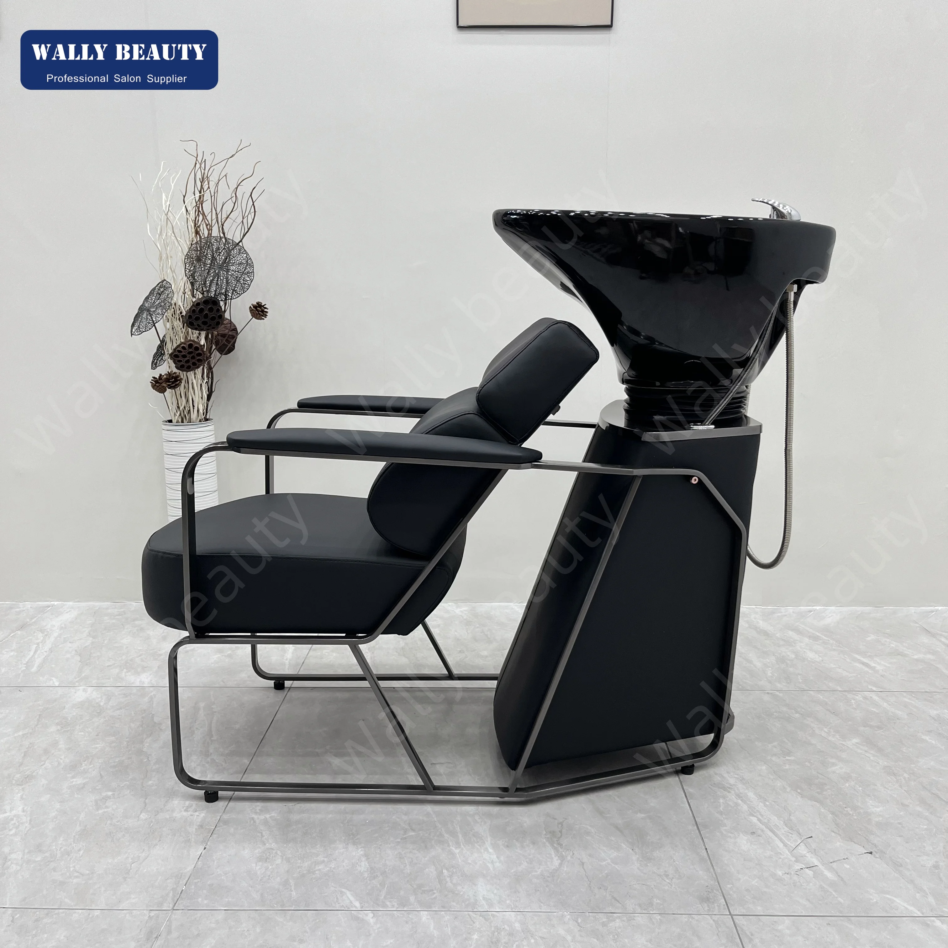 

Шампунь BedWally Beauty Шампунь Парикмахерское кресло для обратной промывки Черный стул для шампуня Парикмахерская Стул для головы Spa Équipment