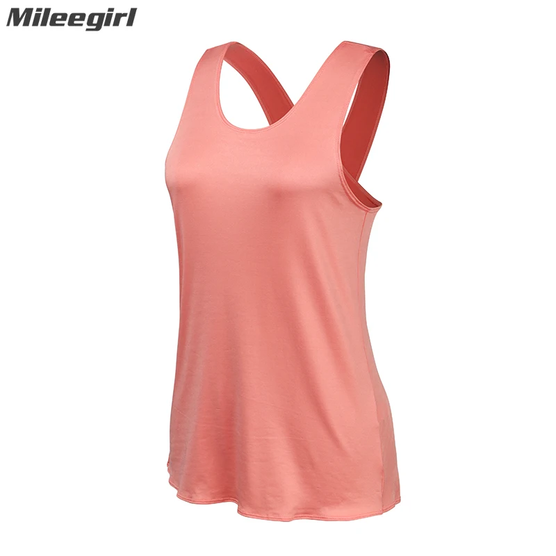 Mileegirl Cross Back Gym Top Women\'s Fitness Shirt Sleeveless Quick Dry Sports Yoga Vest Crop Top Workout Tops for Women