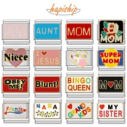 Hapiship 2024 Women's Gift Fashion Mom Dad Sister Italian Charms Links Beads Fit 9mm Stainless Steel Bracelet DIY Jewelry ZH029