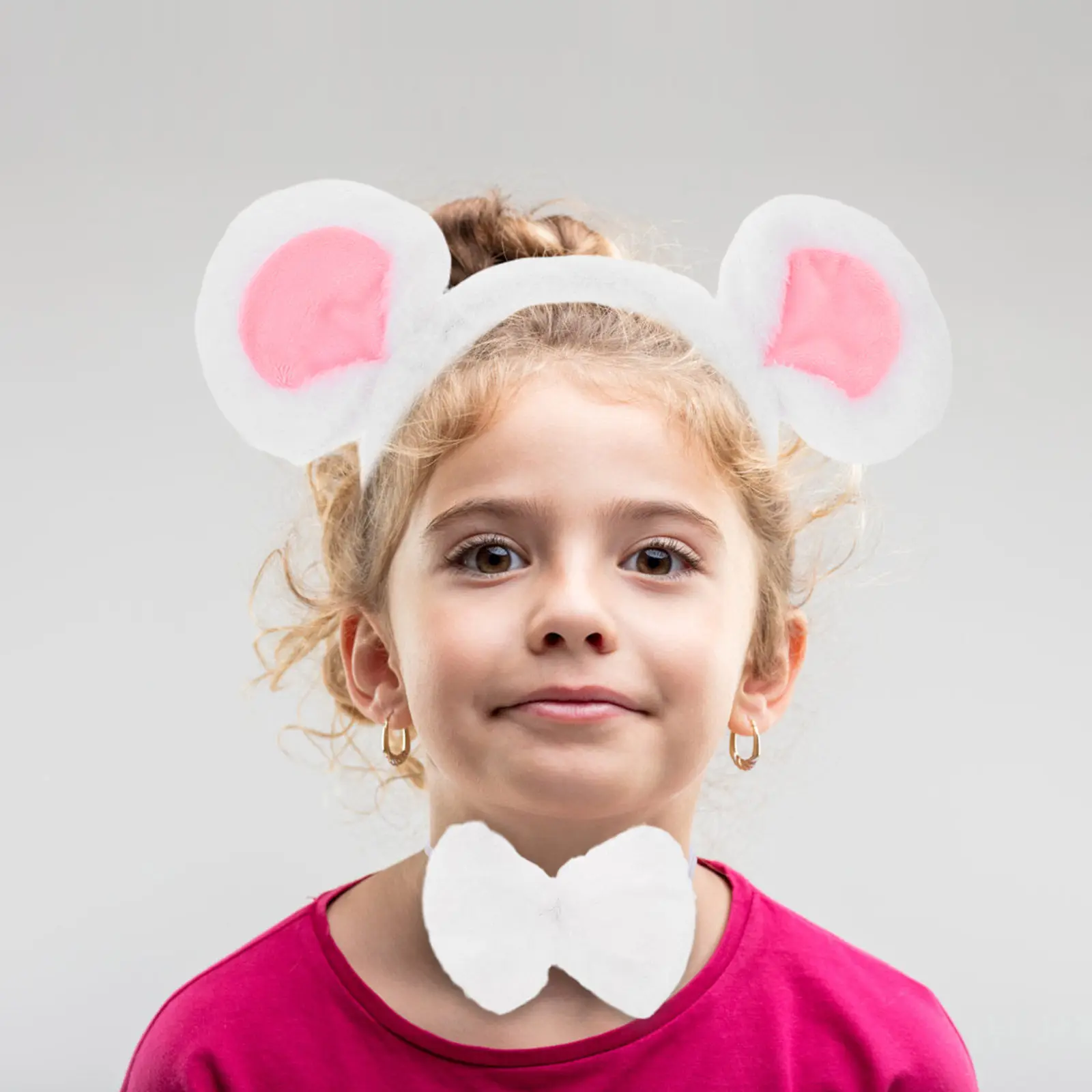 1Set Mouse Headband White Mouse Ears Soft Comfortable Lightweight Costume Accessories for Halloween Party Cosplay