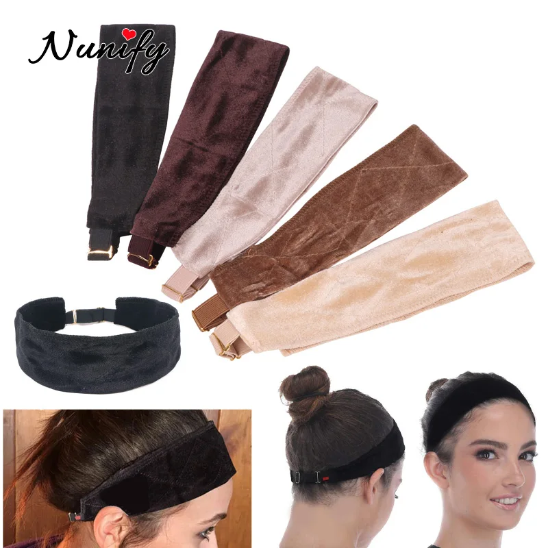 Agarre de terciopelo con banda elástica ajustable para pelucas, soporte para cabello fino, correa para peluca desnuda, accesorios para el cabello, 1 pieza