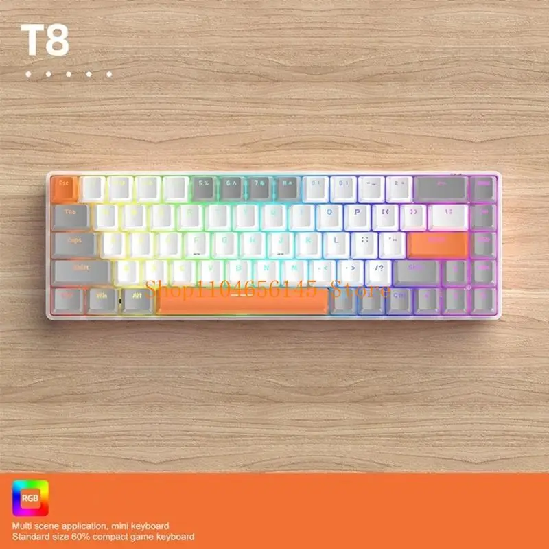 5ASD T8 Teclado mecânico 980 Larda pegada 68 teclado azul-chave eixo azul-swappable KeyBoards computador duas
