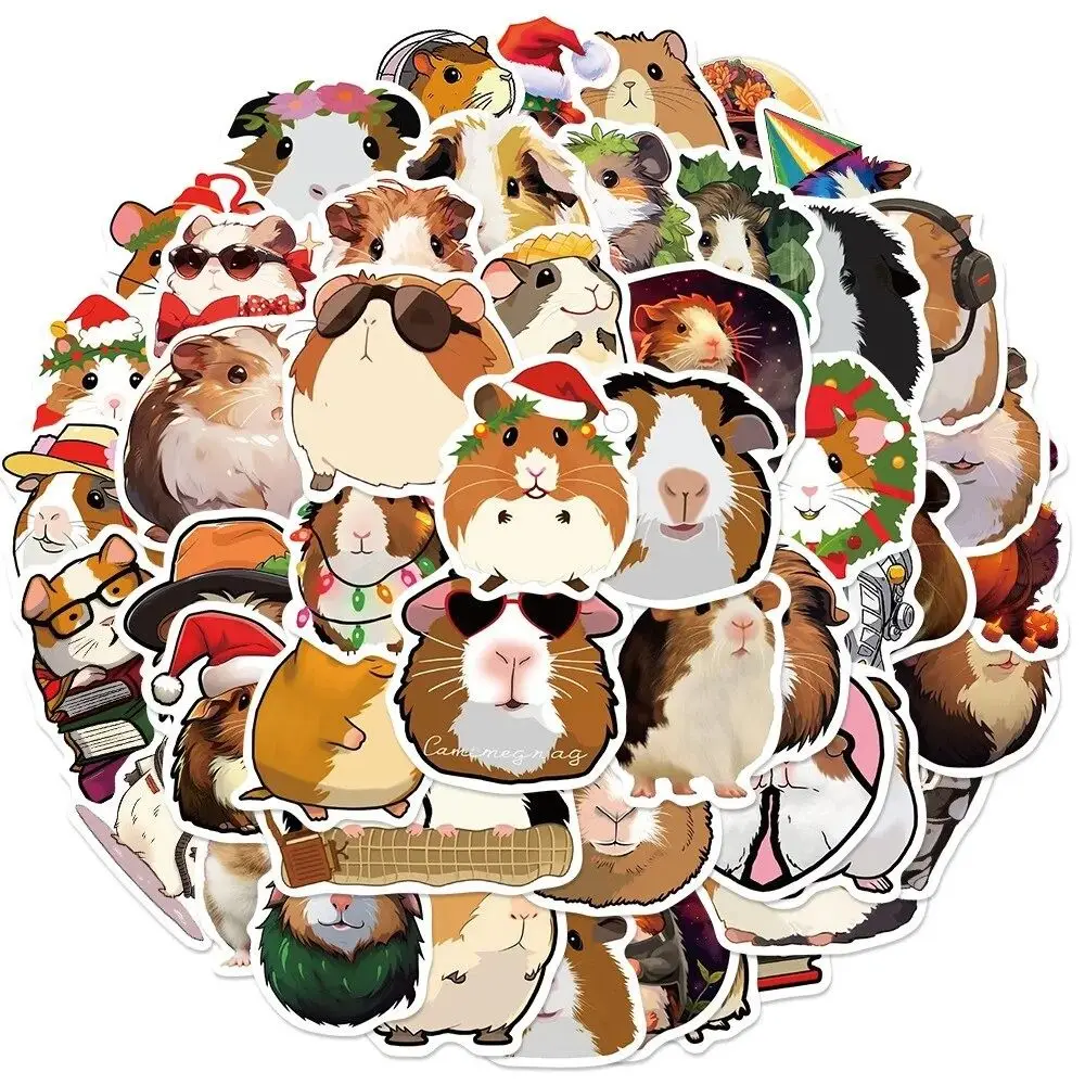 50pcs/set Waterproof Guinea Pig Stickers DIY Cute Graffiti Decals Vinyl Funny Cartoon Animal Stickers Mobile Phone