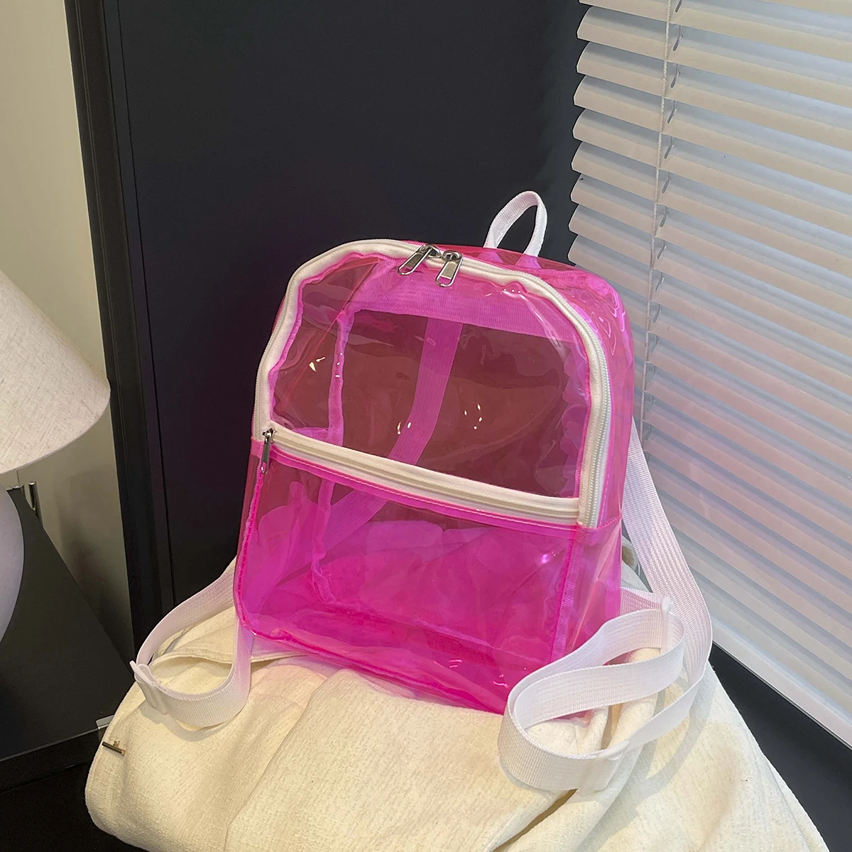 Transparent Belly Backpack Beach Bag Laser Personality Trendy Cool Gym Swimming Bag PVC Lightweight School Bag Mobile Phone Bag