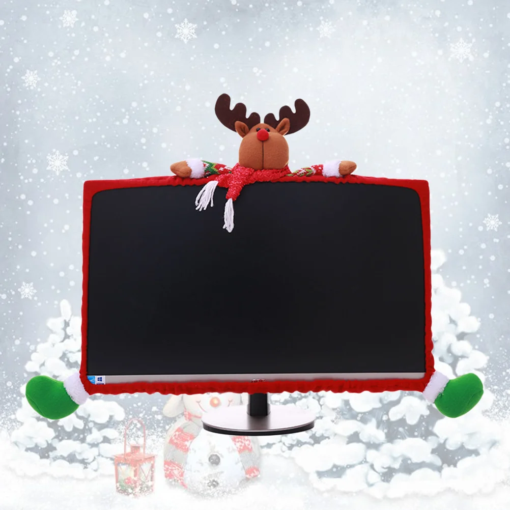 

25 -35inch Christmas Decoration Three-dimensional Computer Protector Monitor Cover Red Screen Festival Ornament