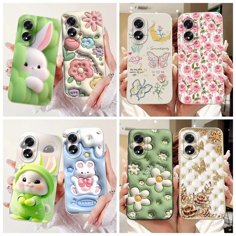 For OPPO A18 A38 4G Case Cover Fashion Flower Soft Silicone Lens Protective Bumper Phone Cases For OPPOA18 CPH2579 OppoA38 Funda