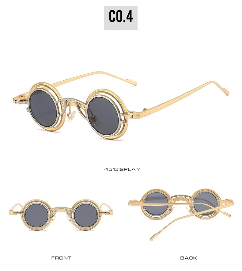 Neue Runde Sonnenbrille Unisex Frauen Männer Steampunk Brille Persönlichkeit Hip-hop Mode Sonnenschutz UV400 Kleine Brillen – Detail 10