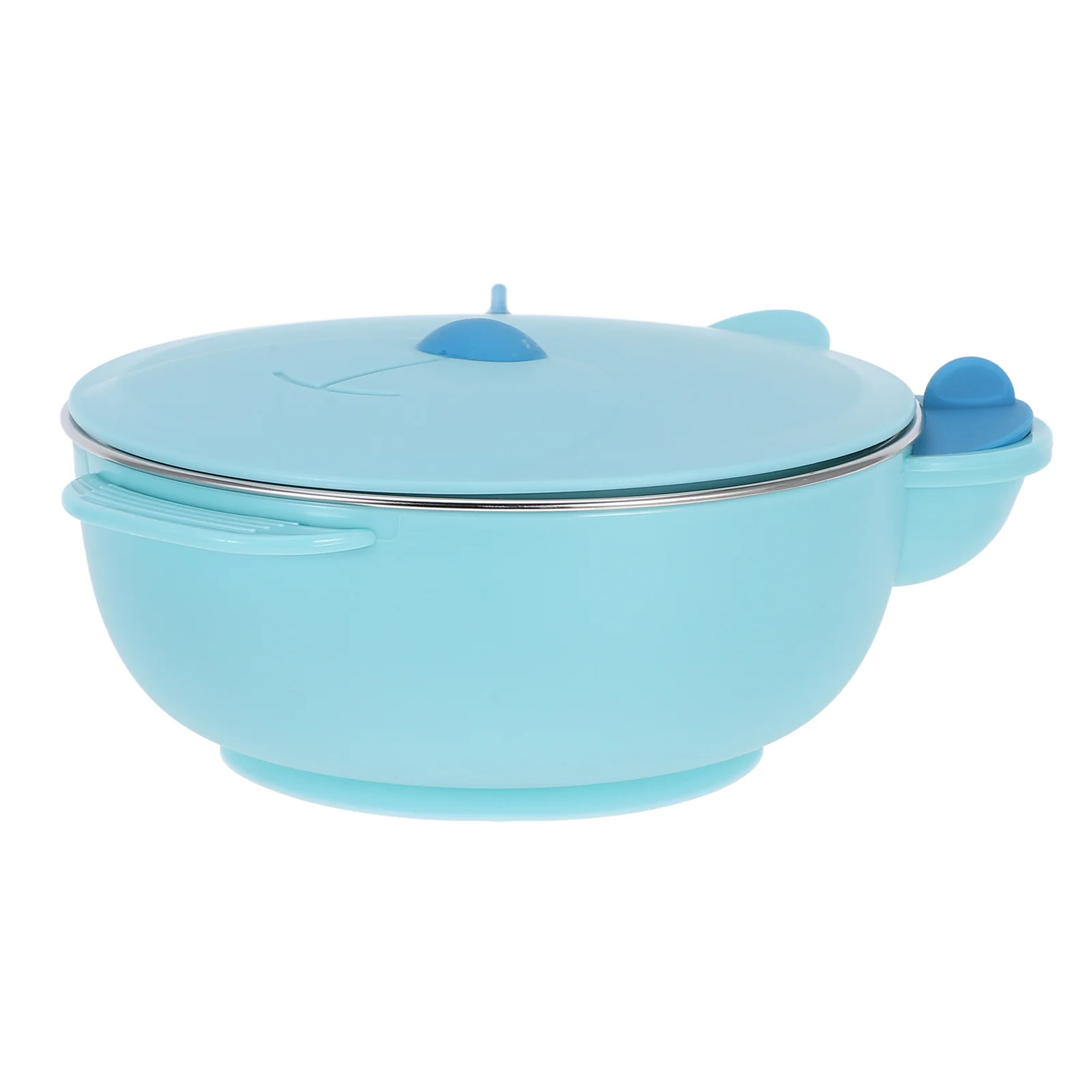 Baby Food Feeder Suction Bowl for Container Serving Blue with Sealed Lid Infants Toddler