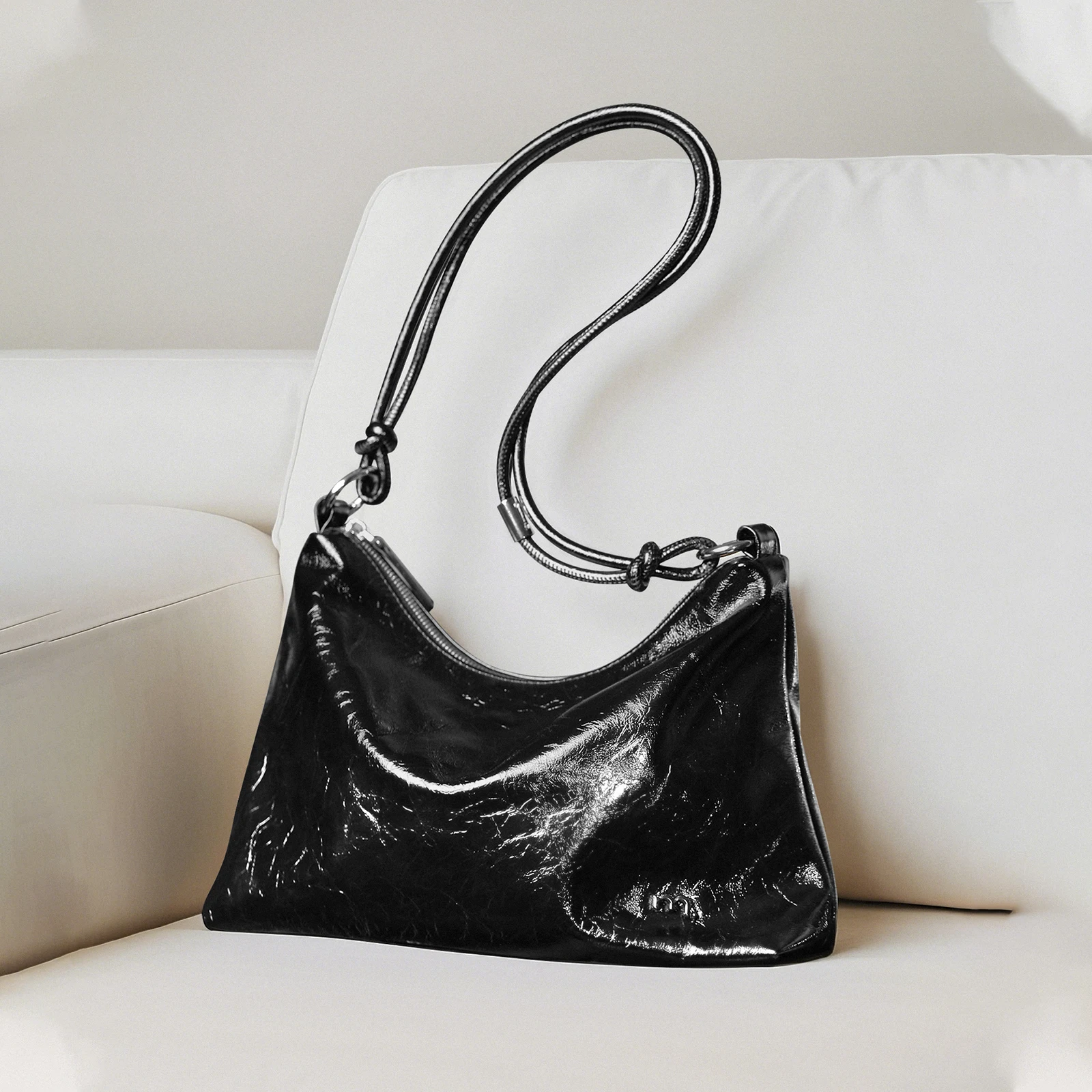 

ITAMOOD Black Shoulder Bag Women Vintage Genuine Leather Underarm Handbag Original Designer Brand Crossbody Bag Back To School