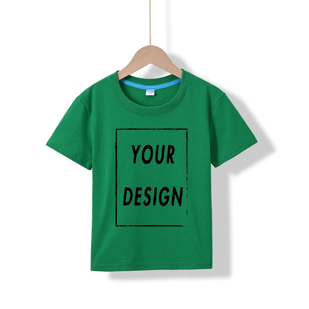 2025 Free Customized Front and Rear Logo Children's Cotton T-shirt, the Best Gift for Boys and Girls