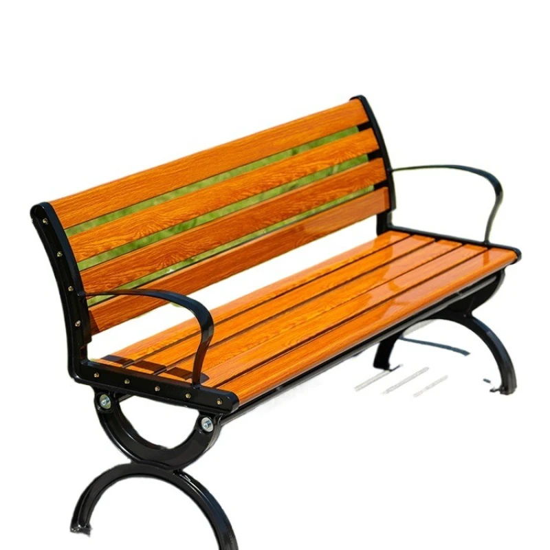 

Park outdoor bench preservative wood community zinc alloy backrest plastic wood