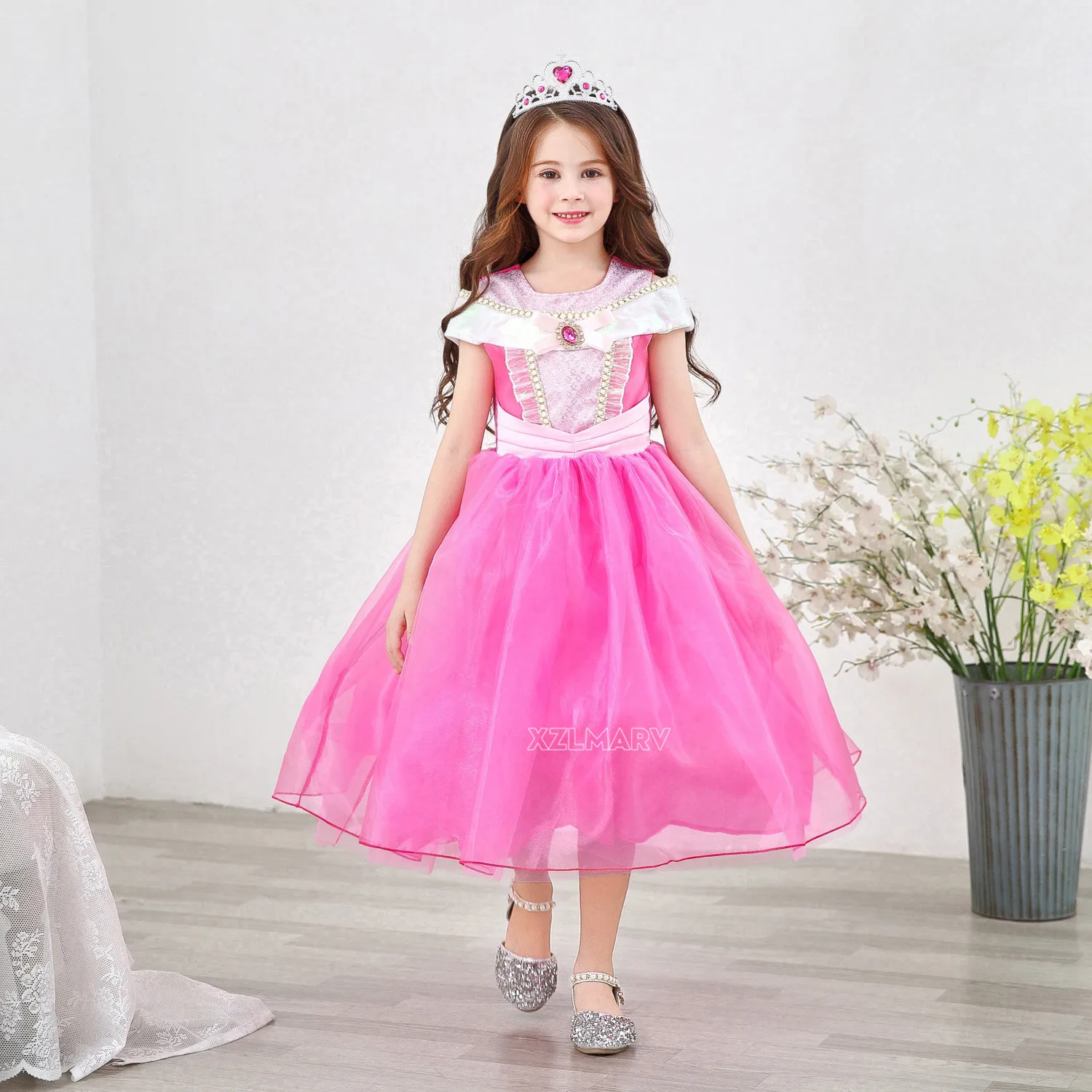 Girls Princess Dress Kids Cinderella Snow White Aurora Sofia Rapunzel Cinderella Halloween Costume Children Birthday Party Dress