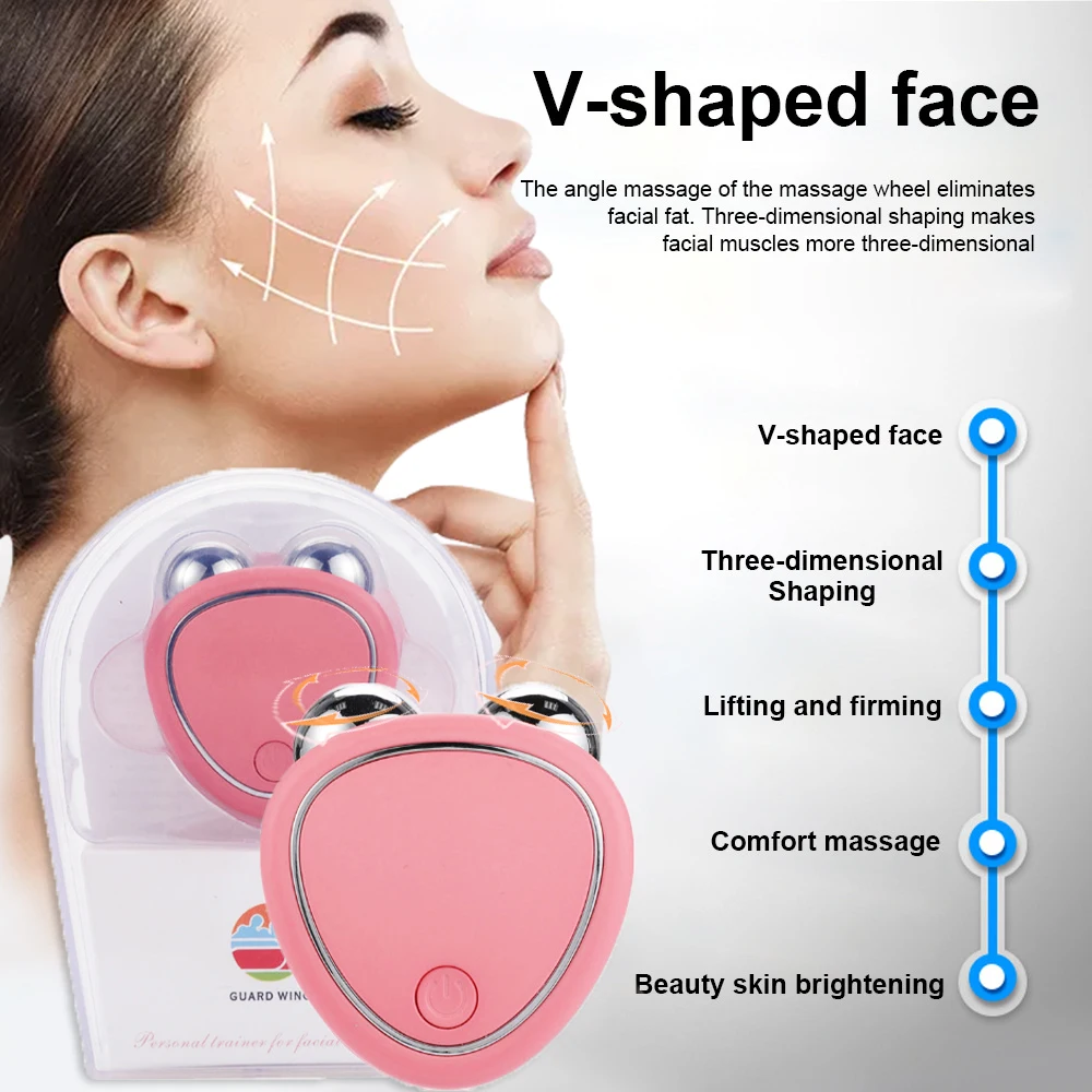 EMS Face Lifter V-Shaped Microcurrent Roller Anti-Wrinkle Face Slimming Vibration Massager Facial Beauty Instrument Portable