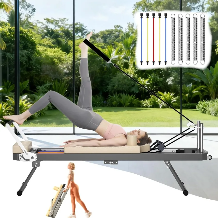 

Машина для пилатеса-реформера с доской для прыжков, кольцо для пилатеса, регулируемые пружины сопротивления, оборудование для домашнего спортзала для тренировок всего тела