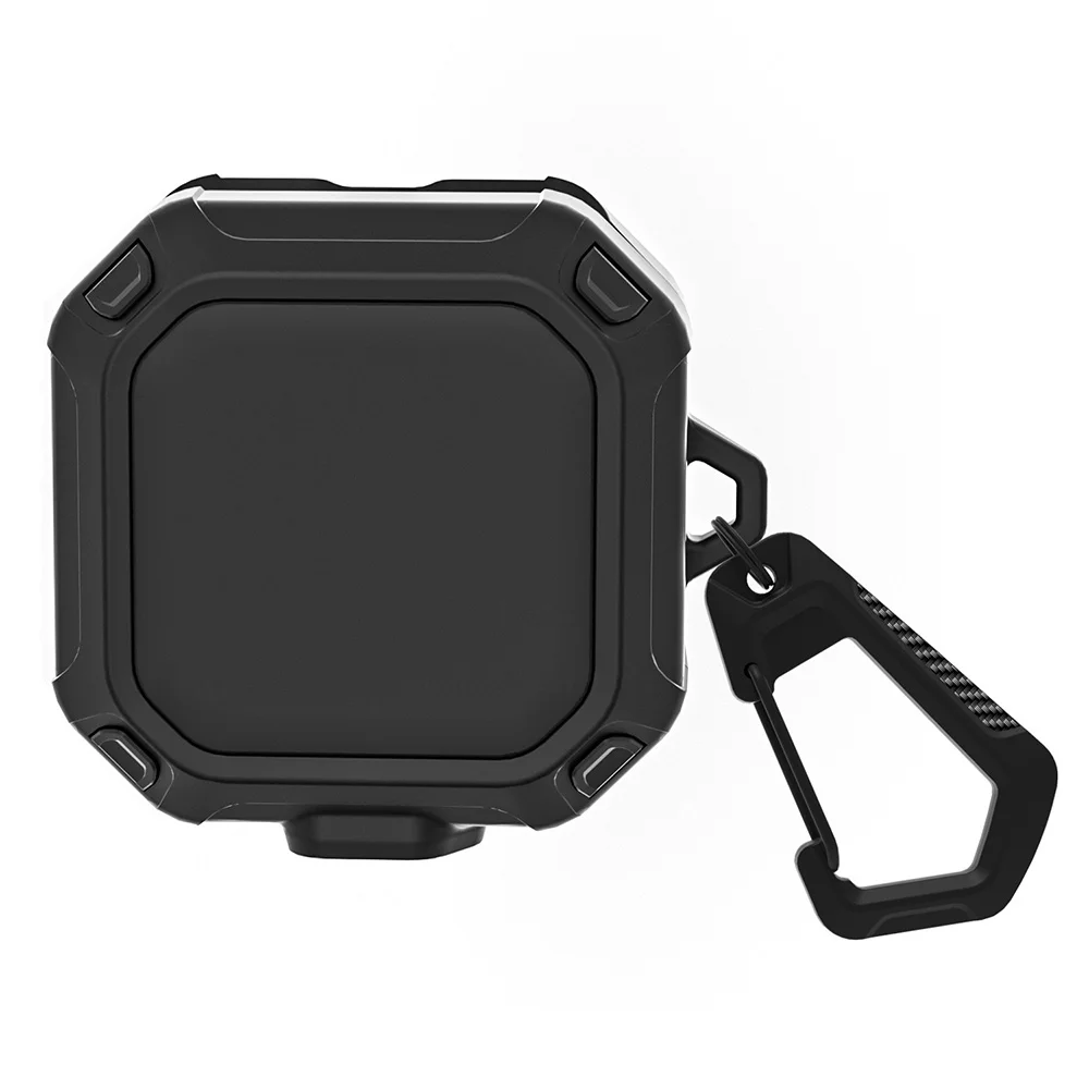 

Чехол для наушников Samsung Galaxy Buds4 / Buds4 Pro в стиле Armor с карабином, прочный защитный чехол из TPU и PC - черный
