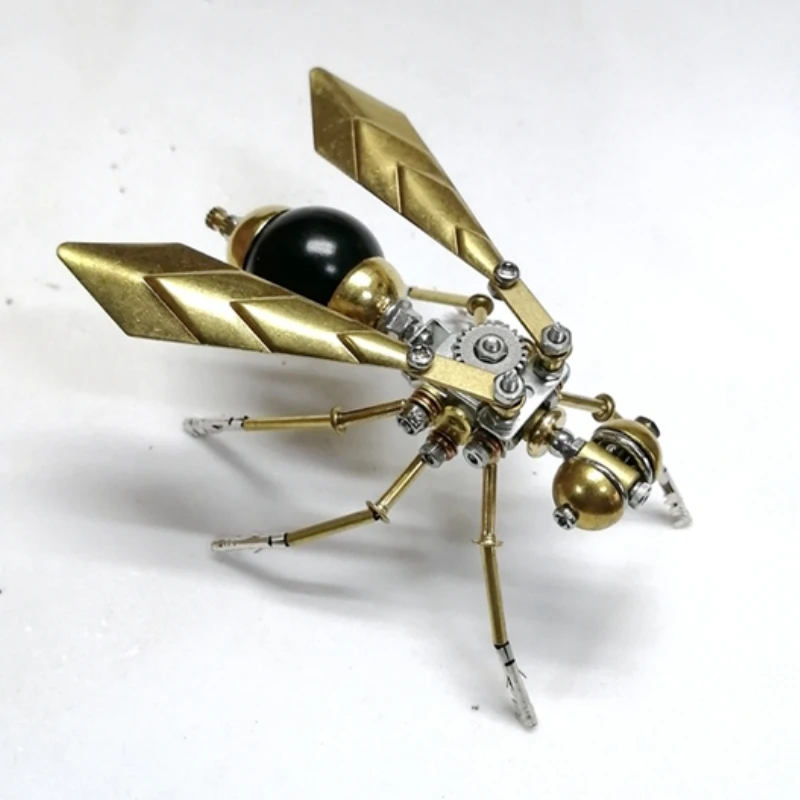 DIY Metal Assembly Little Wasp Model Kits Steampunk Mechanical Insects Ornament Handmade 3D Puzzels Toy for Kids Adults Gift