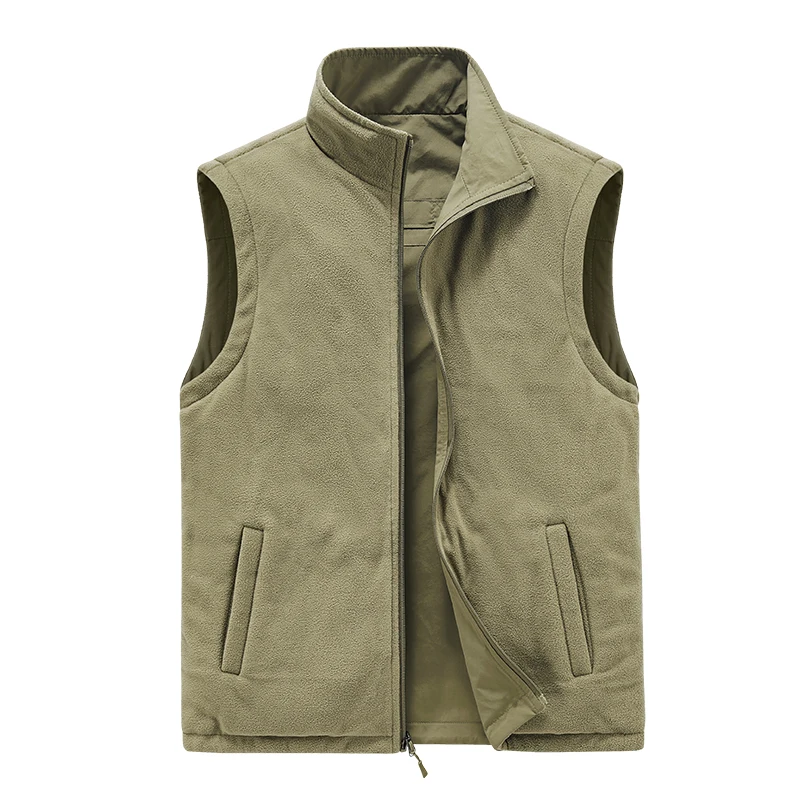 Moda doppio strato Casual gilet uomo colletto alla coreana giacca a vento in pile gilet autunno inverno senza maniche cappotto caldo all\'aperto