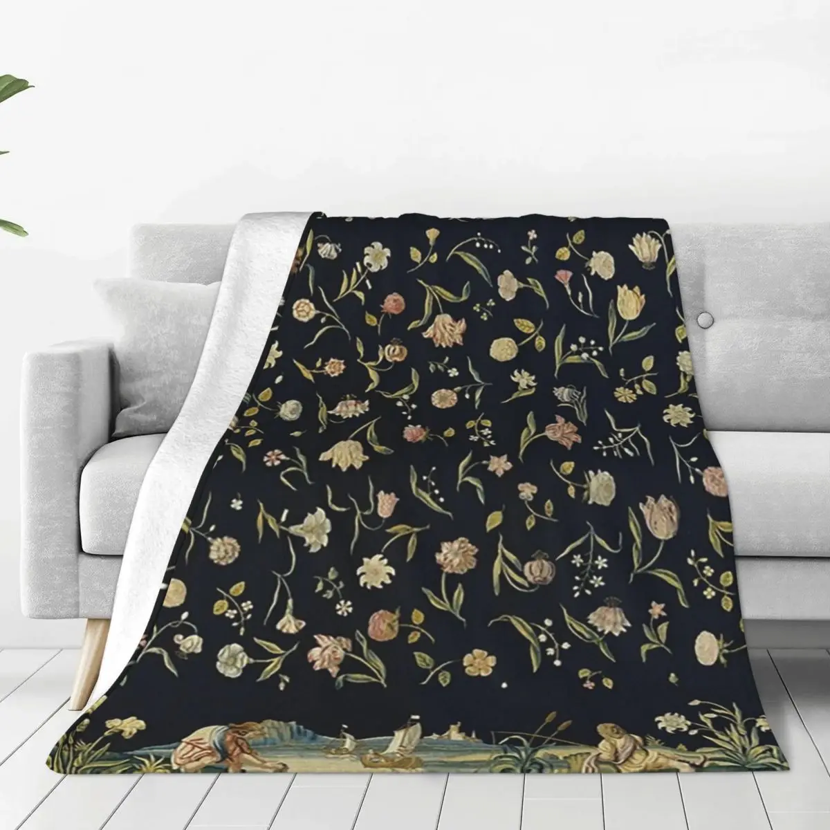 Four Elements And Strewn Flowers Antique Floral Blankets Fleece Warm Sofa Throw Blankets For Home Bedroom Throws Bedspread Quilt