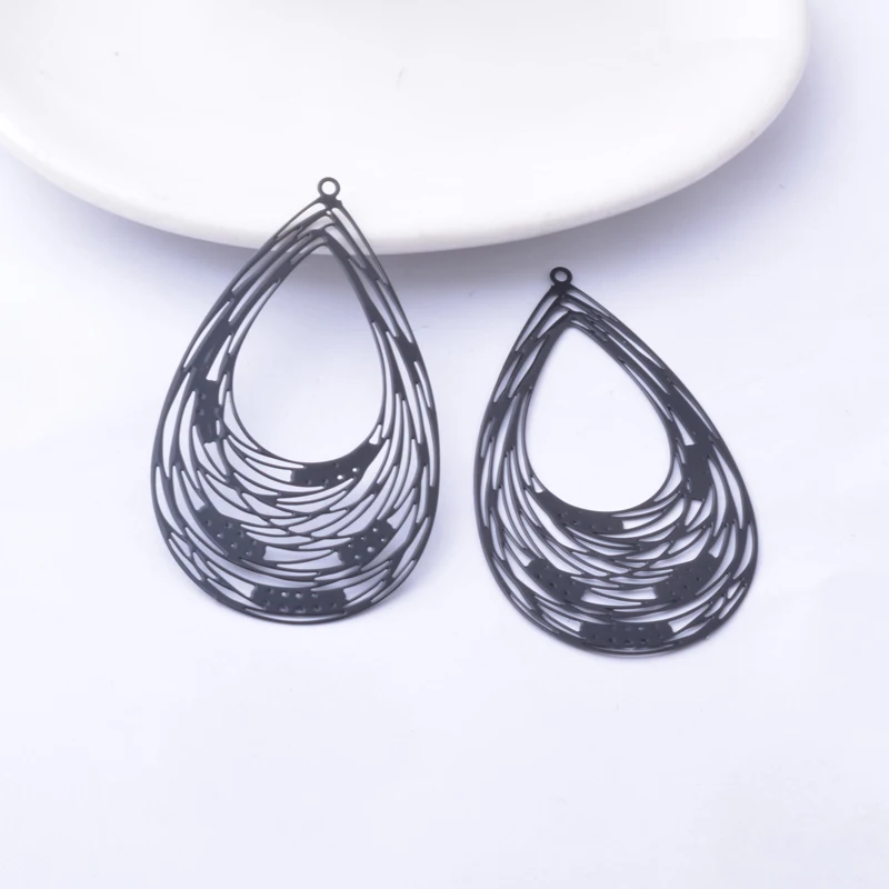 30 Stück AB3501 Messing Bemalte Große Filigrane Wassertropfen-Anhänger DIY Schmuck Ohrring-Zubehör – Detail 10