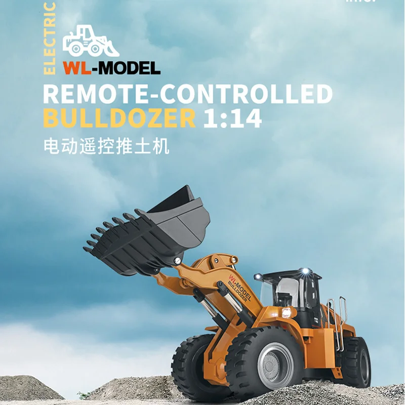 Weili 14800 1:14 Electric Simulation Remote Control Alloy Bulldozer With Lighting Remote Control Engineering Car Model Toy