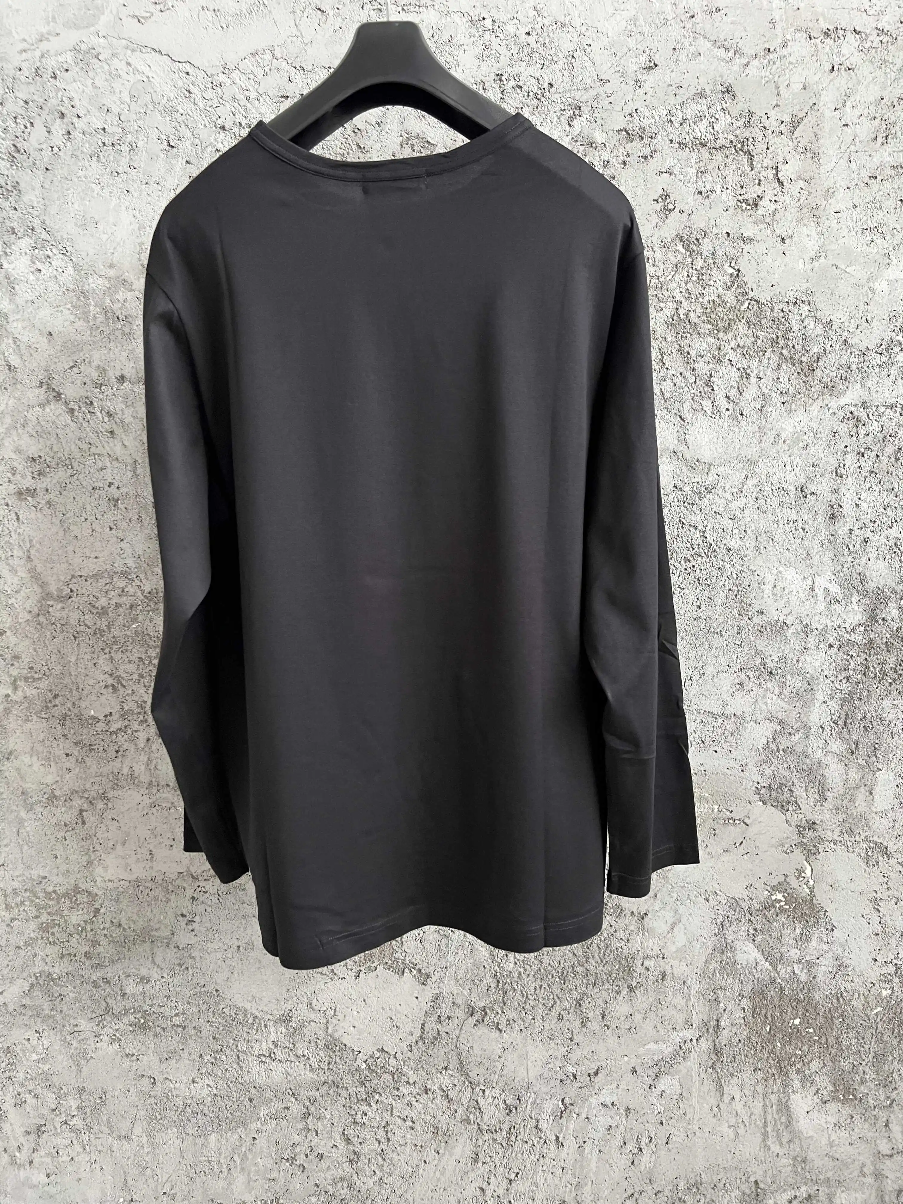 

Original oversized painting, black printed ink-wash T-shirt, dark and trendy embroidery, loose