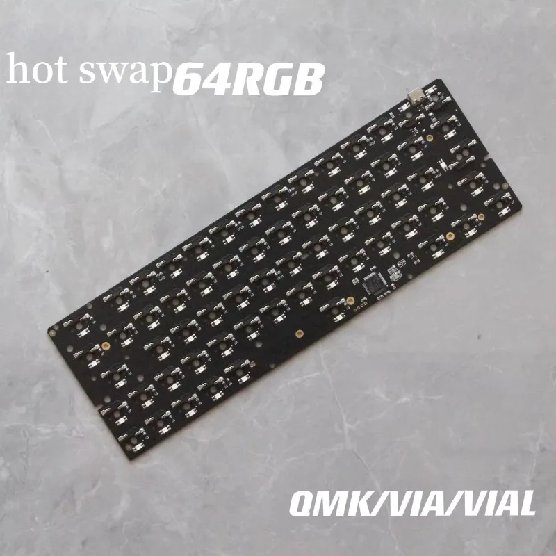 DK64 Mechanische Tastatur PCB Angepasst RGB Hot-Swappable GH60 Unterstützt Via/Vial Ergonomisches Mechanisches Tastaturzubehör DIY
