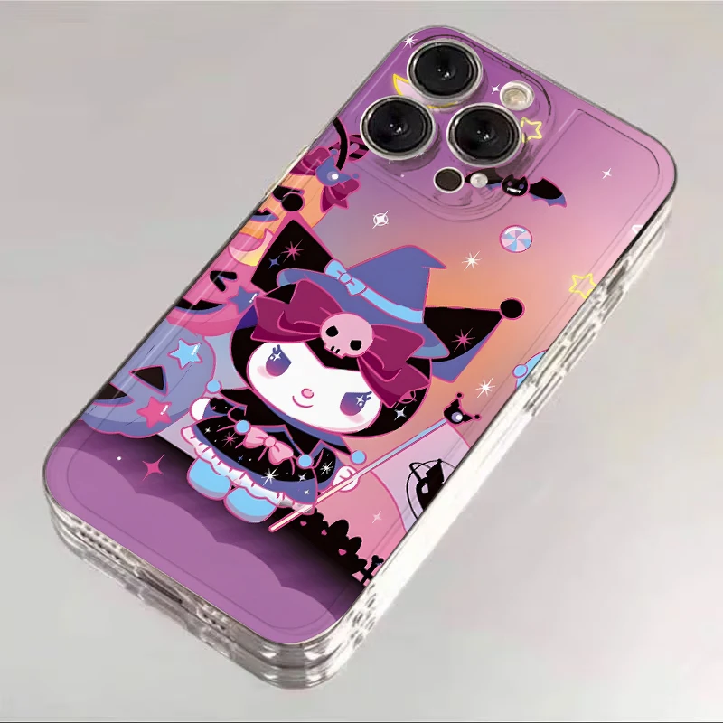 Sanrio-funda bonita Kuromi para iPhone 17 Air 12 Mini XR 16 15 14 Plus 16e 7 8 13 12 11 Pro MAX, funda suave para teléfono