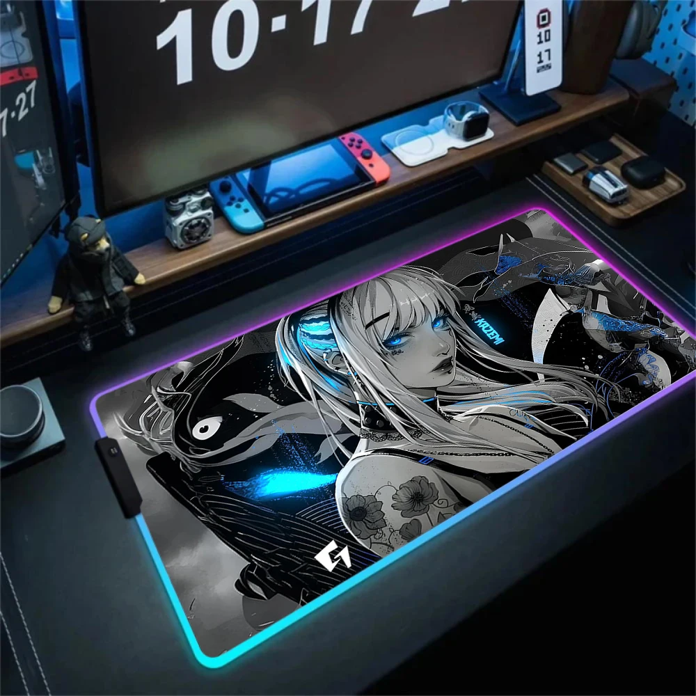 Yuki Aim RGB Mousepad Pc Gamer Keyboard Cool Mouse Pad LED Luminescence Mouse Mat Rubber Computer Gaming Mausepad With Backlight