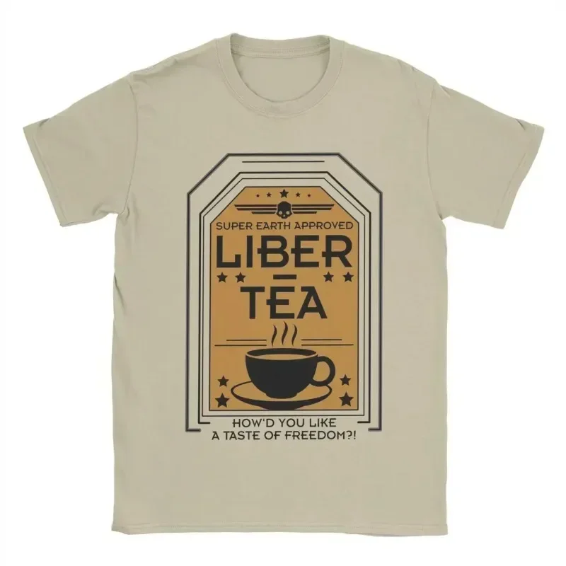 Summer Men's T-Shirts Liber Tea Helldivers Game Printed Vintage Cotton Short Sleeve Super Earth T Shirt O Neck Oversize Tops